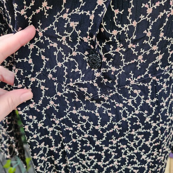 Vintage 1990's Black Floral Rayon Maxi Dress by Putumayo - Picture 10 of 13